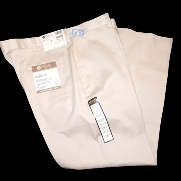 Haggar Pants Haggar Clothing Classic Fit Flat Front Sand Khaki